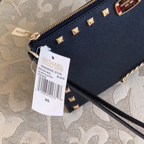 NWT MK Studded Large Wristlet 💛💛🖤 - Picture 3 of 6